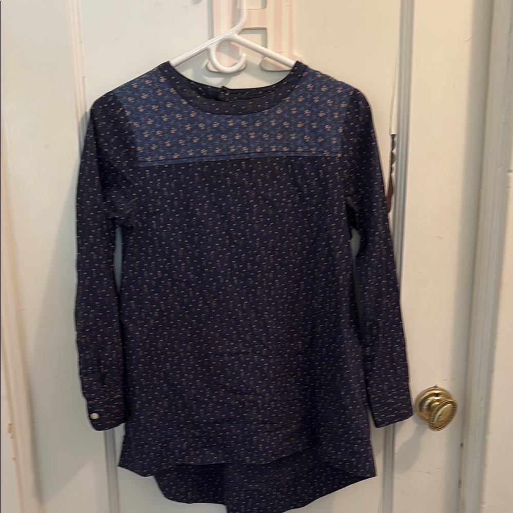 Madewell Navy floral Blue Long Blouse